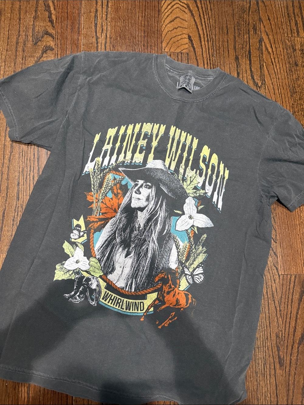 Lainey Wilson Whirlwind Graphic Tee - Charcoal with Multicolor Print (never worn